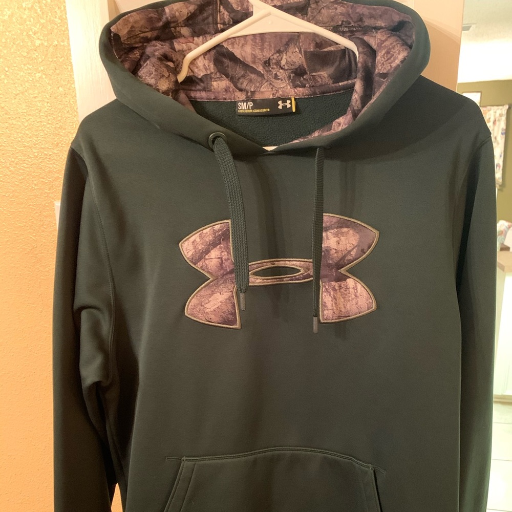 Under Armour hunter green & camo hoodie